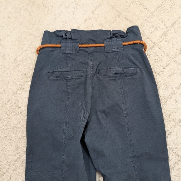 Veronica Beard Pants Womens 26 Blue Navy Karter Belted Paperbag Straight Leg - Picture 11 of 11